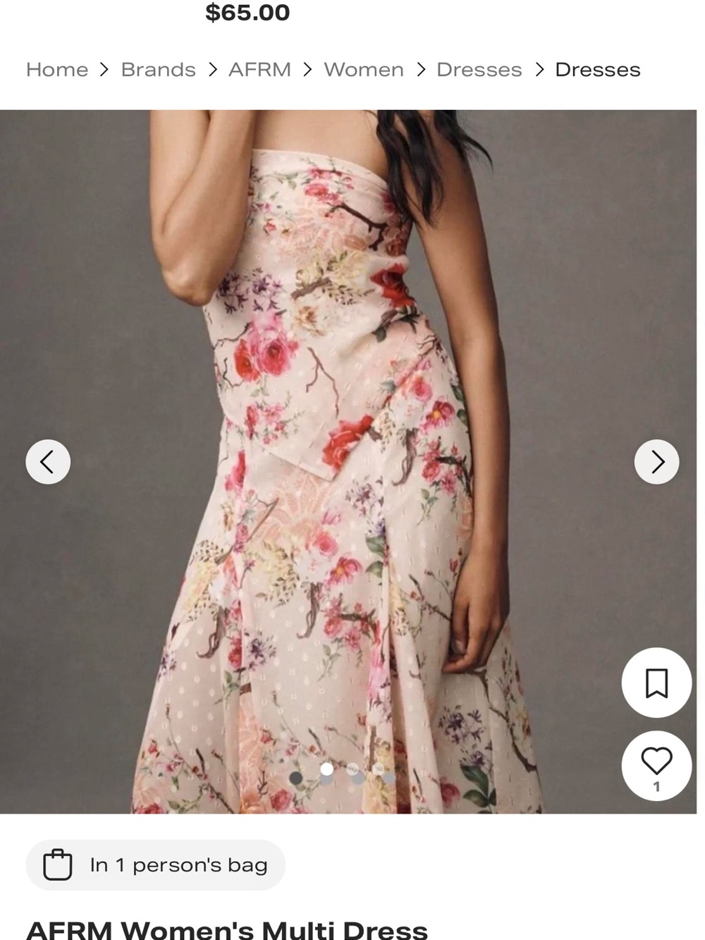 AFRM Strapless Floral Maxi Dress in Blush and Rose
